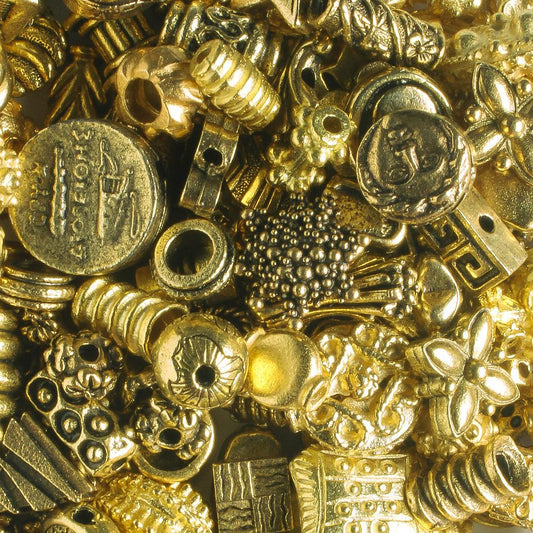 Pewter Beads, Gold Plated