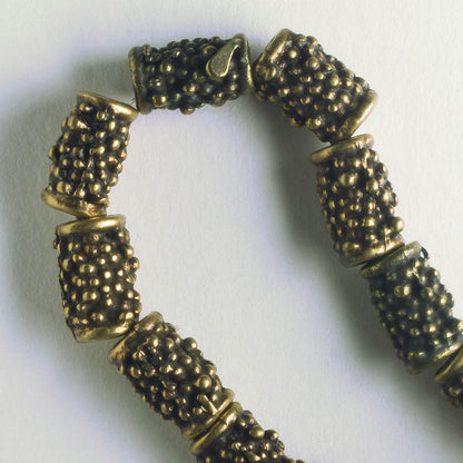 Pewter Beads, Brass Plated - 8" Strand