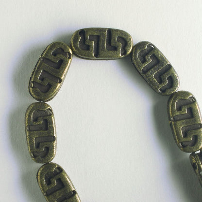 Pewter Beads, Brass Plated - 8" Strand