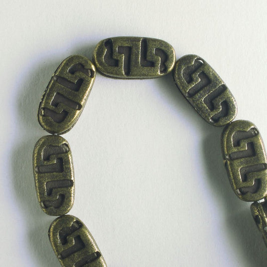 Pewter Beads, Brass Plated - 8" Strand