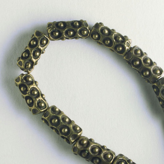 Pewter Beads, Brass Plated - 8" Strand