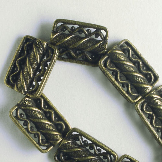 Pewter Beads, Brass Plated - 8" Strand