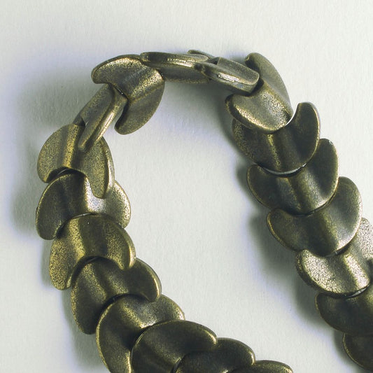 Pewter Beads, Brass Plated - 8" Strand