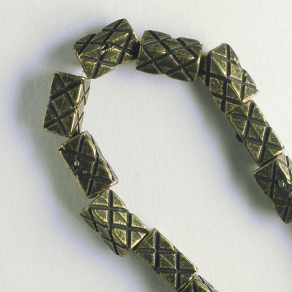 Pewter Beads, Brass Plated - 8" Strand