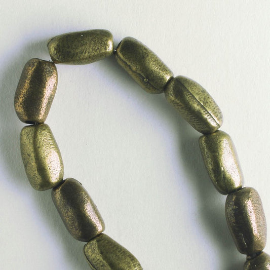 Pewter Beads, Brass Plated - 8" Strand