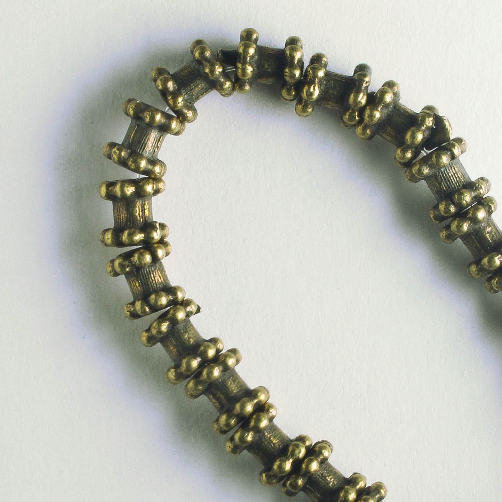 Pewter Beads, Brass Plated - 8" Strand