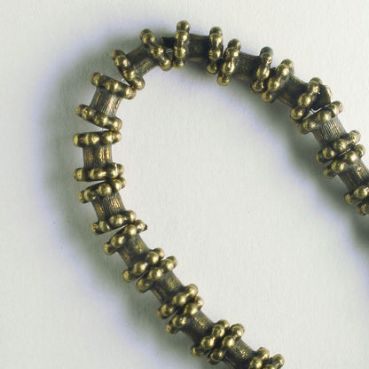 Pewter Beads, Brass Plated - 8" Strand