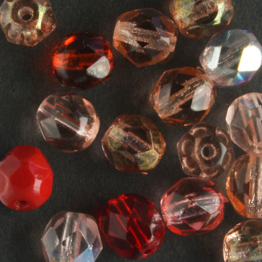 6mm Round Fire Polish Mix - 25 beads