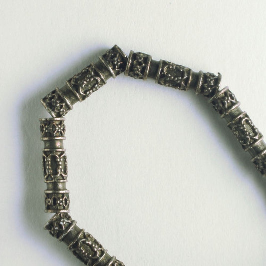 Pewter Beads, Brass Plated - 8" Strand