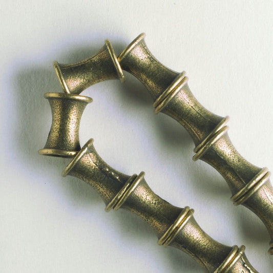 Pewter Beads, Brass Plated - 8" Strand