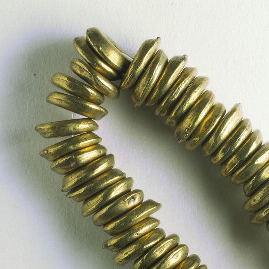 Pewter Beads, Brass Plated - 8" Strand