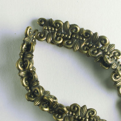 Pewter Beads, Brass Plated - 8" Strand