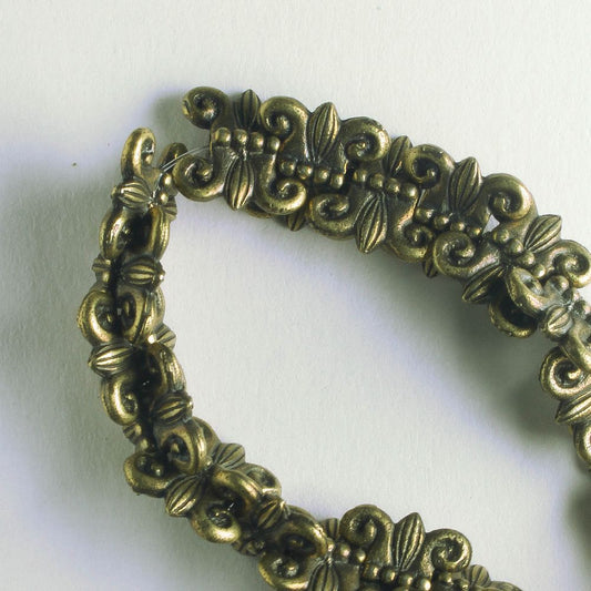Pewter Beads, Brass Plated - 8" Strand