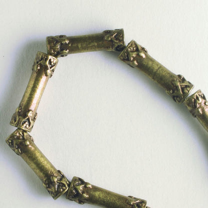 Pewter Beads, Brass Plated - 8" Strand