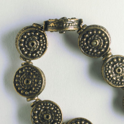 Pewter Beads, Brass Plated - 8" Strand