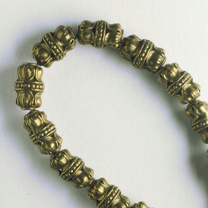 Pewter Beads, Brass Plated - 8" Strand