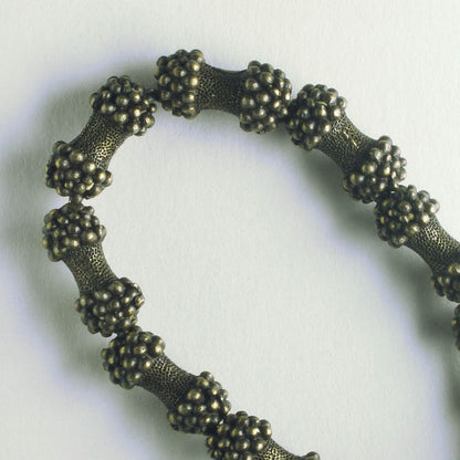 Pewter Beads, Brass plated - 8" Strand