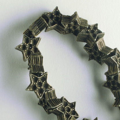 Pewter Beads, Brass Plated - 8" Strand