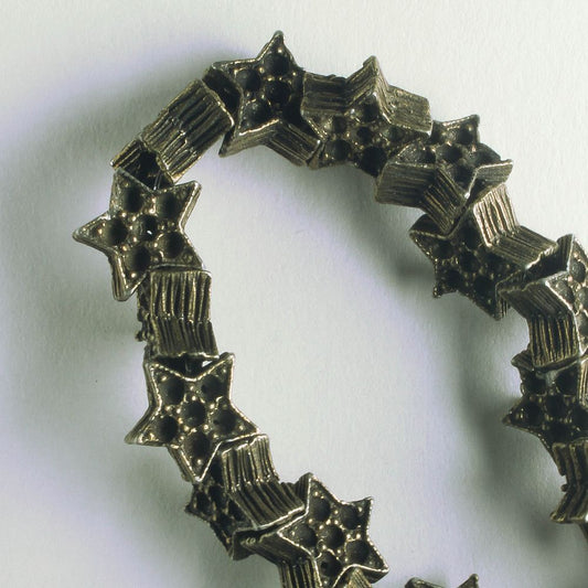 Pewter Beads, Brass Plated - 8" Strand