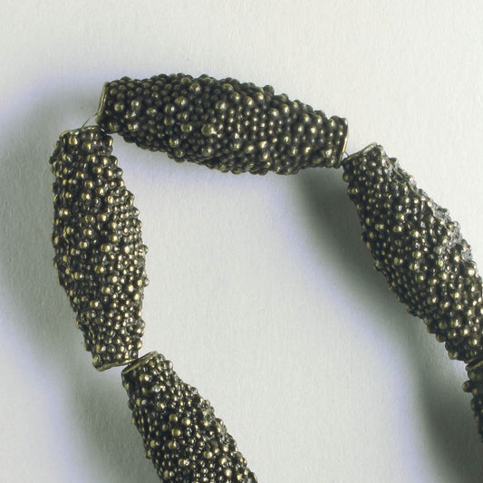 Pewter Beads, Brass Plated - 8" Strand