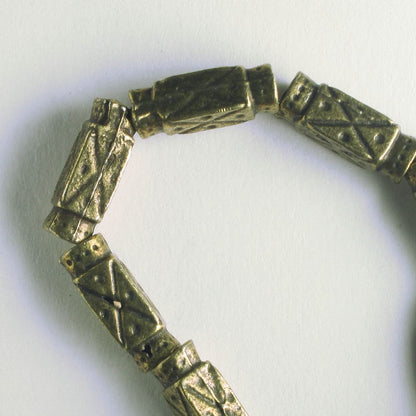 Pewter Beads, Brass Plated - 8" Strand