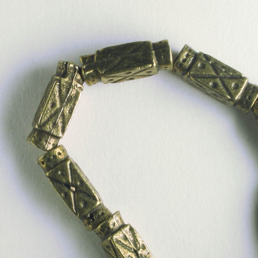 Pewter Beads, Brass Plated - 8" Strand