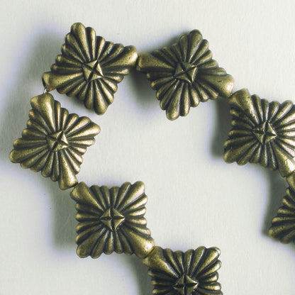 Pewter Beads, Brass Plated - 8" Strand