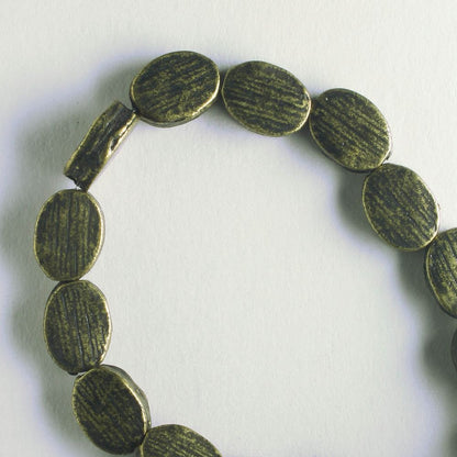 Pewter Beads, Brass Plated - 8" Strand
