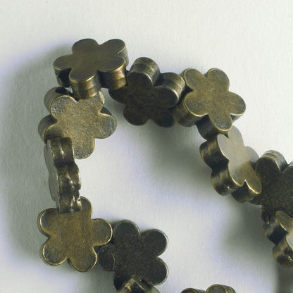Pewter Beads, Brass Plated - 8" Strand