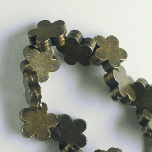 Pewter Beads, Brass Plated - 8" Strand