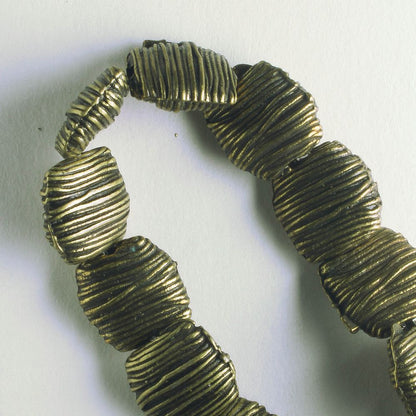 Pewter Beads, Brass Plated - 8" Strand