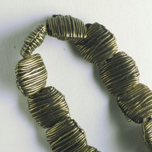 Pewter Beads, Brass Plated - 8" Strand