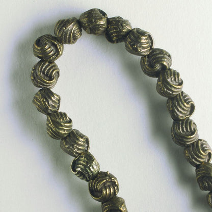 Pewter Beads, Brass Plated - 8" Strand