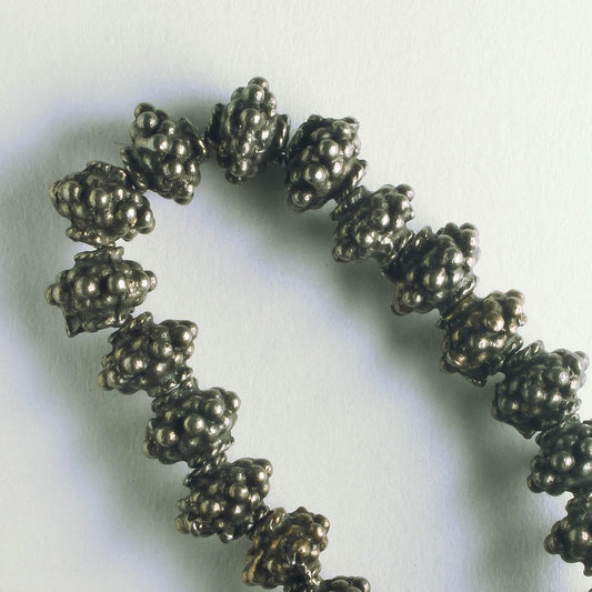 Pewter Beads, Brass Plated - 8" Strand