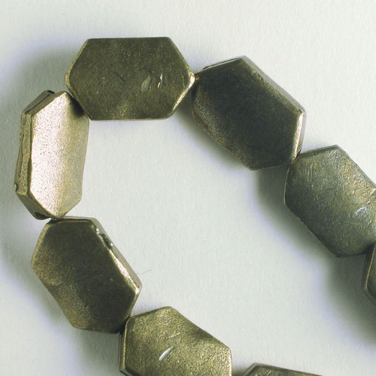 Pewter Beads, Brass Plated - 8" Strand