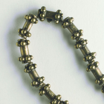 Pewter Beads, Brass Plated - 8" Strand