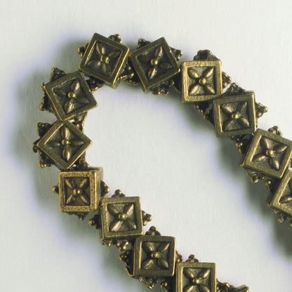 Pewter Beads, Brass Plated - 8" Strand
