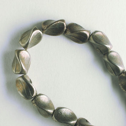 Pewter Beads, Brass Plated - 8" Strand