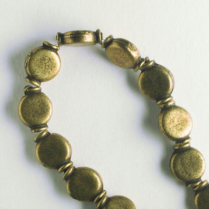 Pewter Beads, Brass Plated - 8" Strand