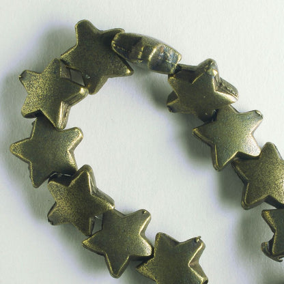 Pewter Beads, Brass Plated - 8" Strand