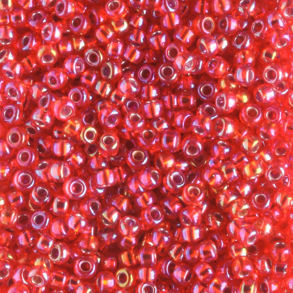 11-1010 Silver Lined Flame Red AB - 10 grams