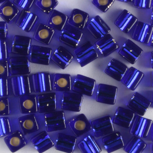 3mm Cube Silver Lined Cobalt Blue - 10 grams