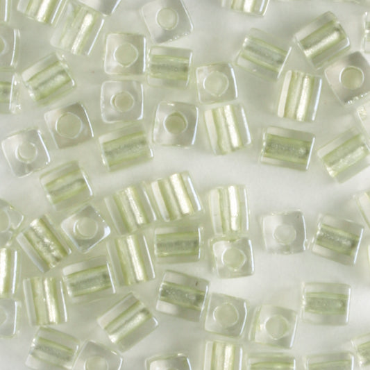 3mm Cube Light Celery Lined Crystal - 10 grams