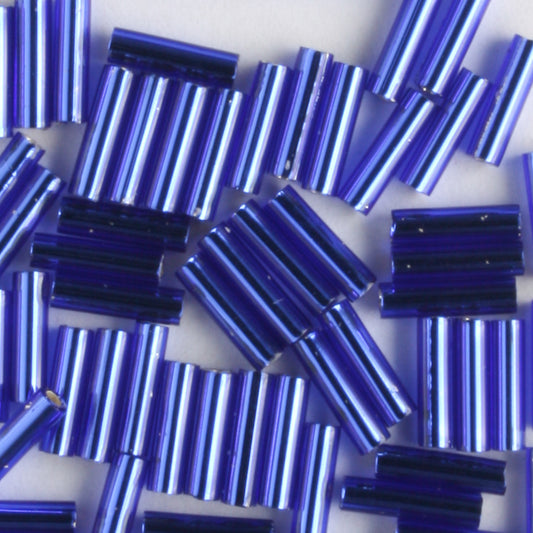 6mm Bugle Silver Lined Cobalt Blue - 7 grams