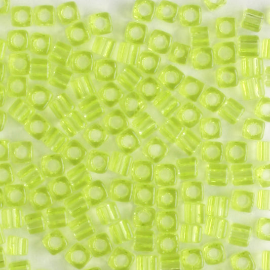 1.8mm Cube Transparent Lime Green - 10 grams