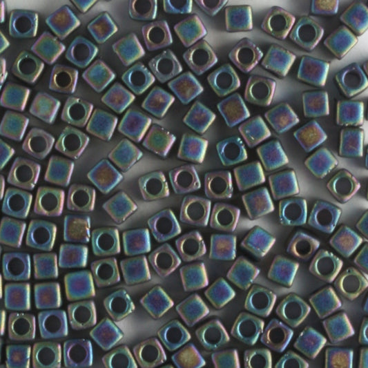 1.8mm Cube Opaque Matte Rainbow Black - 10 grams