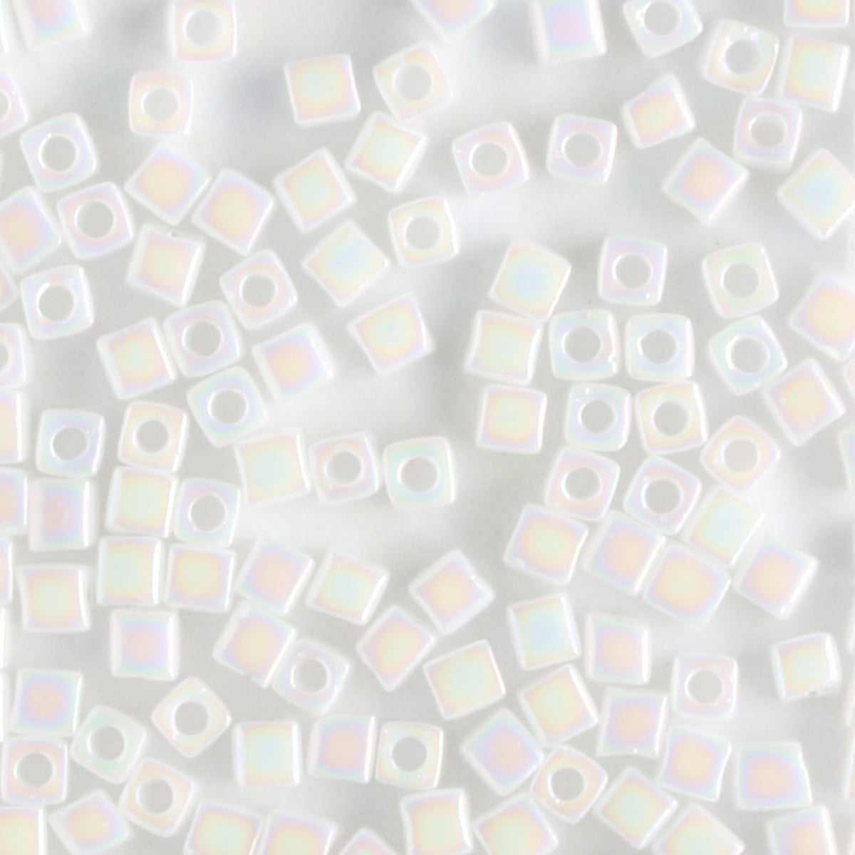 1.8mm Cube Opaque Rainbow White - 10 grams