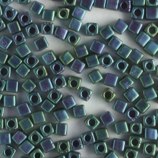 1.8mm Cube Matte Metallic Rainbow Aquamarine - 10 grams