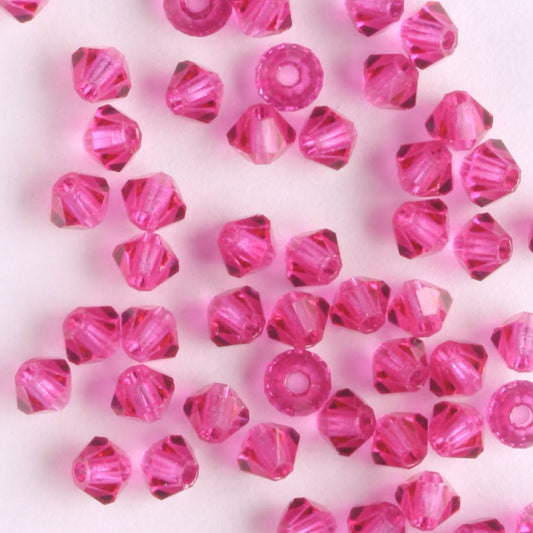 3mm Bicone Fuschia - 48 beads