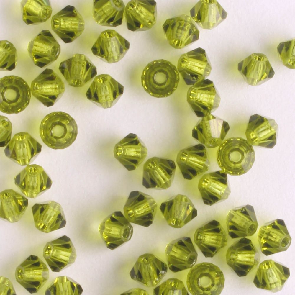 3mm Bicone Olivine - 48 beads